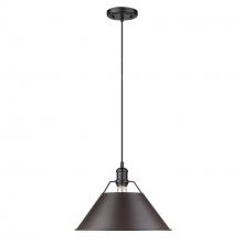  3306-L BLK-RBZ - Orwell BLK Large Pendant - 14" in Matte Black with Rubbed Bronze shade